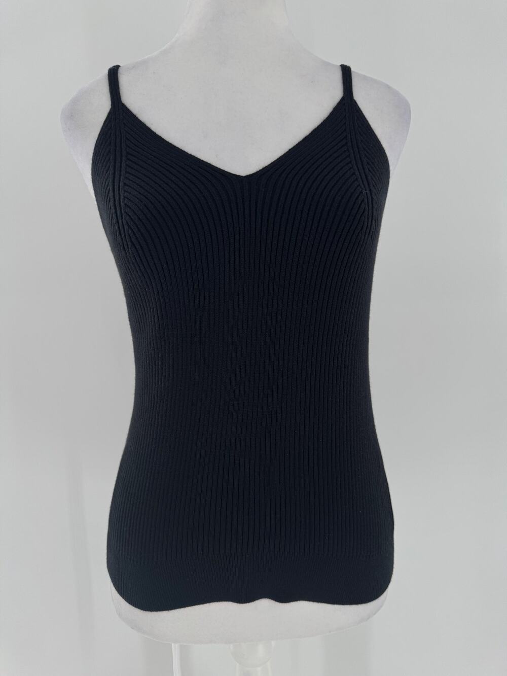 GAP Women’s Medium Tall Black Ribbed Knit Cami Tank Top Stretch Fitted Basic